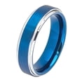 thumbnail image 2 of 6MM Comfort Fit Tungsten Carbide Wedding Band High Polish Beveled Edge Brushed Blue Tone Ring (5 to 12), 2 of 3