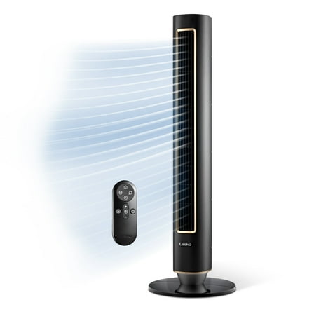 Lasko Pinnacle 40" 12-Speed Tower Fan, 32 ft/s Airflow, Carbon X Filtration Remote, Black, DST100