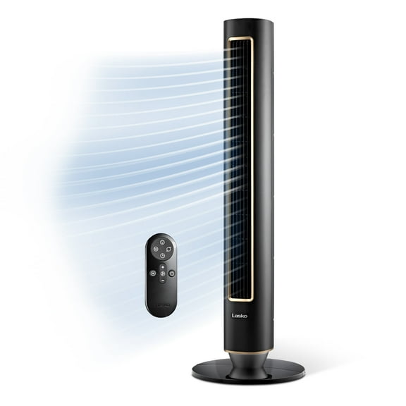 Lasko Pinnacle 40" 12-Speed Tower Fan, 32 ft/s Airflow, Carbon X Filtration Remote, Black, DST100