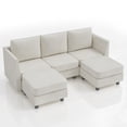 thumbnail image 3 of Techmilly Modular Sectional Sofa, Modern Chenille Sofa Set with USB Charging Ports, 5 Seats U Shaped Couch with Lagre Storage, Comfy Convertible Couches with Chaise for Living Room, Beige, 3 of 8