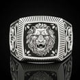 thumbnail image 2 of PikaLF Lion Head Ring for Men, Norse Viking Roaring Lion Ring Vintage Engraved Carved Band Rings, Punk Hip Hop Lion Signet Ring, Lion Totem Amulet Ring, Gothic Animal Lion Jewelry Gift for Men, 2 of 5