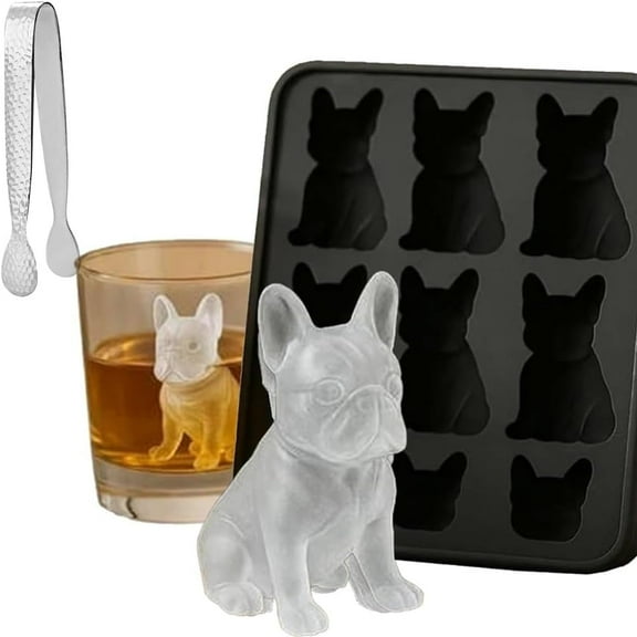 French Bulldog Ice Cube Mold, 3D Silicone Dog Shape Ice Tray, Fun Animal Shape 3D Molds, Cute Novelty Dogs ICES Maker Gift for Bulldog Lover, Party Drinks(Dog)