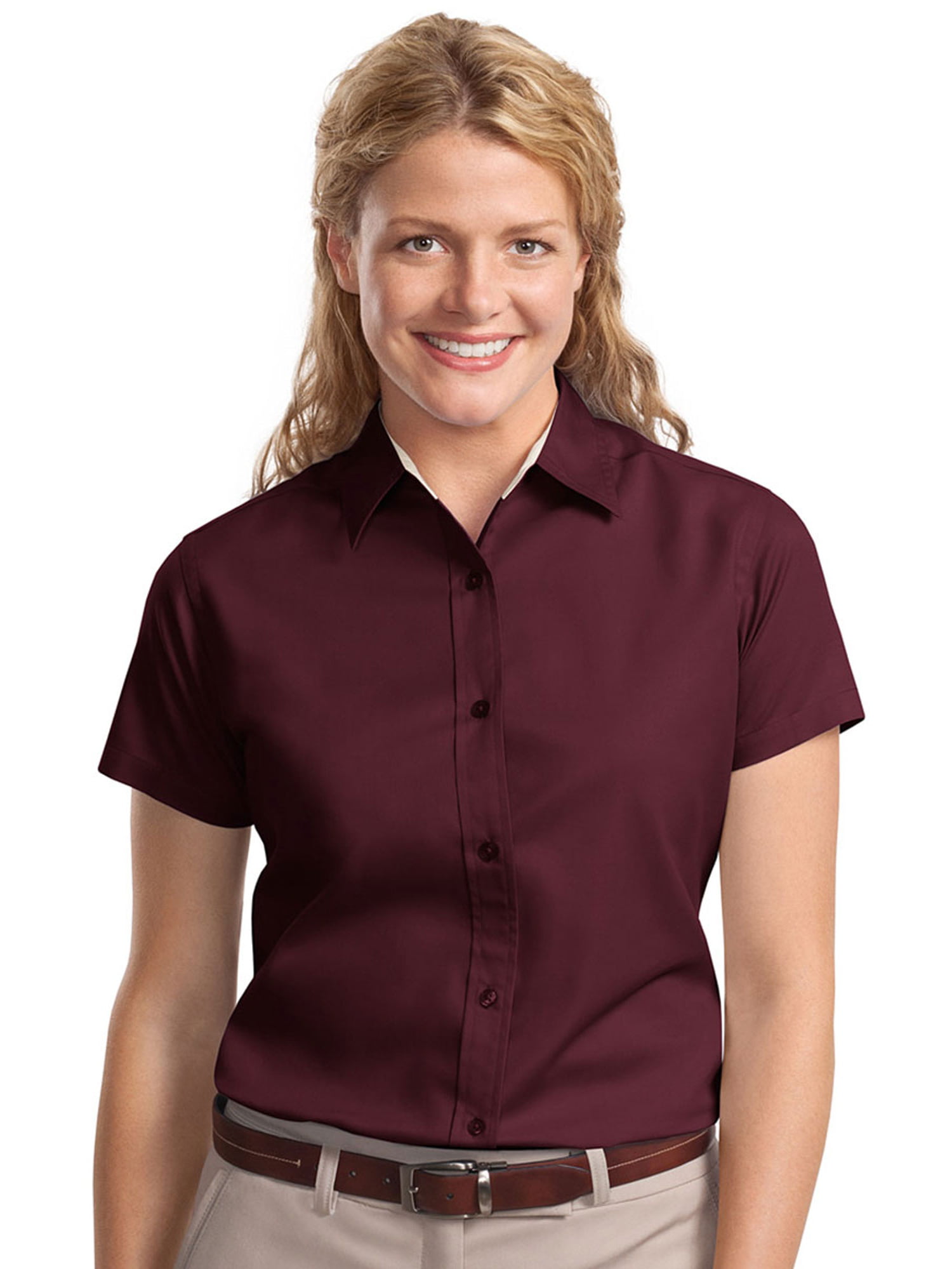 Port Authority - Port Authority Women's Short Sleeve Open Collar Shirt ...