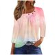 thumbnail image 2 of Fiudx Liquidación de Ahorros de Verano Blusa de Manga 3/4 a La Moda para Mujer, Camiseta Estampada, Top Informal, 2 of 5
