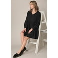 thumbnail image 5 of Made by Johnny Women's Casual Long Sleeve V-Neck Loose Flowy Swing Shift Dress S BLACK, 5 of 5