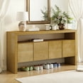 thumbnail image 3 of Euroco 60" Sideboard Buffet Cabinet with Storage, Solid Wood Coffee Bar Station Table with 4 Doors and Open Shelf for Living Room,Hallway,Natural, 3 of 7