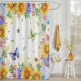 thumbnail image 3 of Shower Curtain Sunflower Daisy Butterfly Bee Shower Curtains for Bathroom Decor, Waterproof Polyester Shower Curtain Set with Hooks, Extra Long 72" x 96" Spring Floral Yellow, 3 of 9