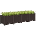 thumbnail image 2 of Outsunny Raised Flower Bed, 5 x 1 x 1 ft Plastic Planter Box with Drainage Holes for Vegetables, Herbs, Flowers & Succulents, Brown, 2 of 9