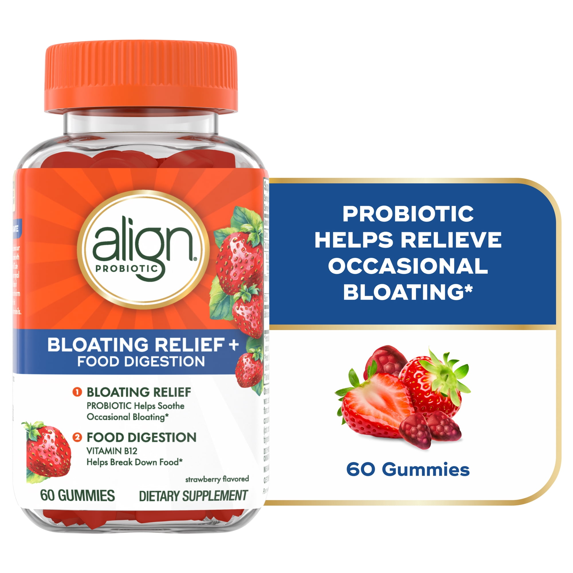 Align Probiotic Gummies Bloating Relief + Digestion, Daily Probiotic Supplement, 60 Gummies