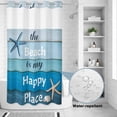thumbnail image 4 of No Hook Shower Curtain with Built-in Rings - Farmhouse Beach Washable Waterproof Fabric Bathroom Curtains for Hotel,Rentals, Stall 36 X 72 Inch , Starfish Bule Wood Texture Coastal, 4 of 9