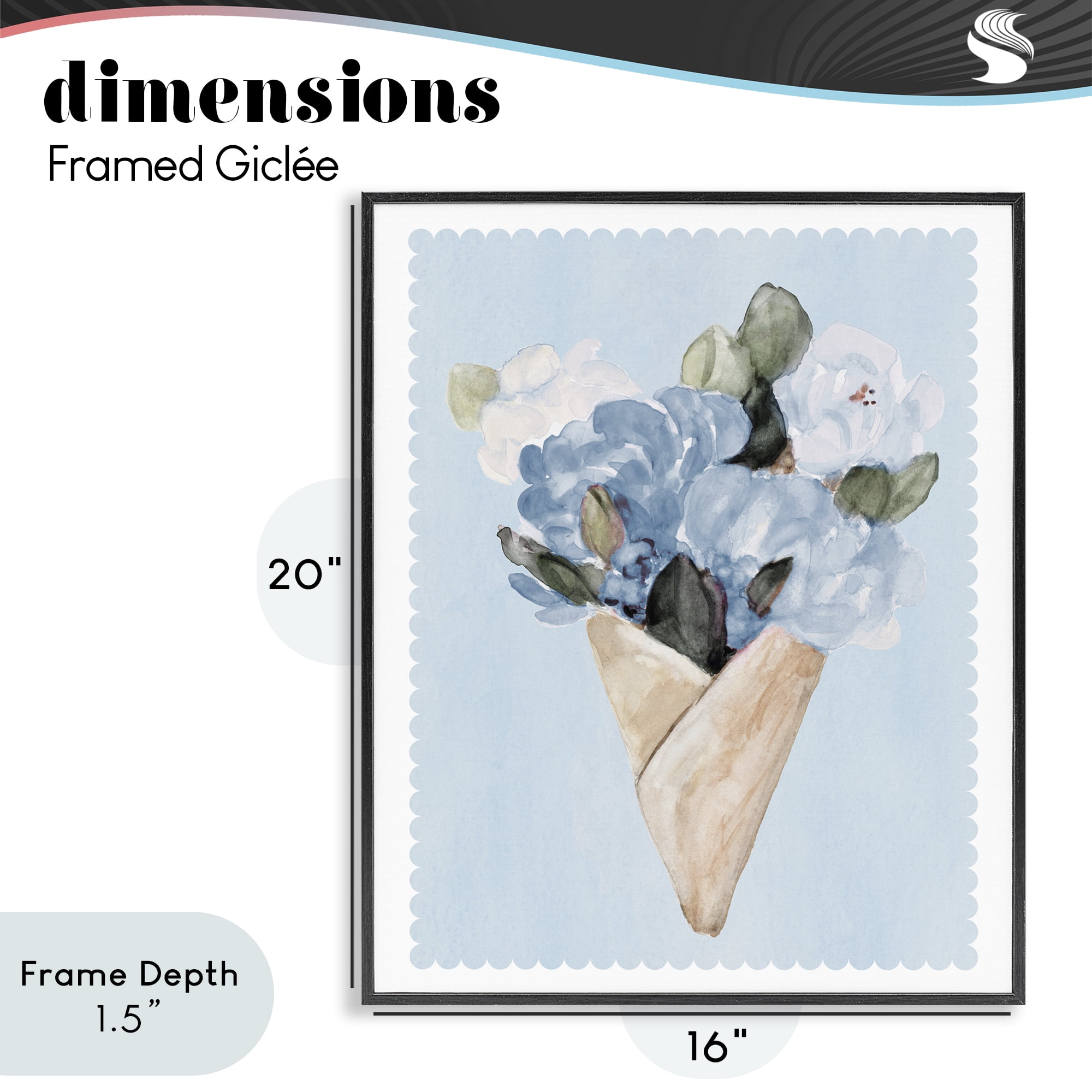 Stupell Industries Blue Gift Bouquet Black Framed Giclee Art, design by Lanie Loreth