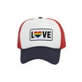 thumbnail image 1 of Gravity Threads LGBTQ+ Love Rainbow Heart Patch Trucker Hat - White/Red/Navy, 1 of 2