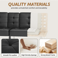 thumbnail image 4 of Vineego Modern Faux Leather Couch Convertible Folding Futon Sofa Bed with 2 Cup Holders,Black, 4 of 8