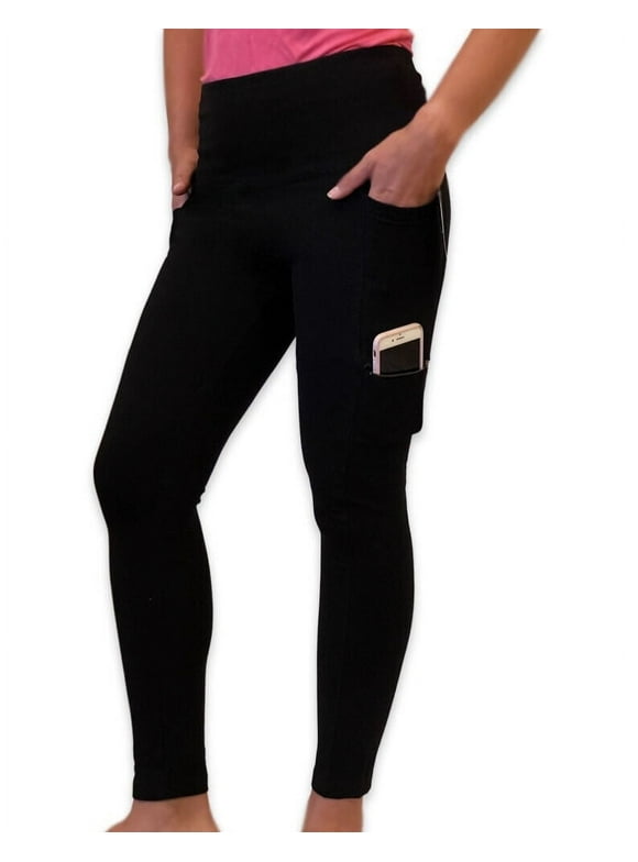 French Laundry Cellphone Pocket and Zip Leggings - Black