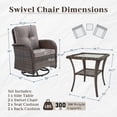 thumbnail image 6 of PARKWELL 3 Pieces Outdoor Swivel Gliders Rocker Set,High Back Wicker Patio Chairs with Side Table,Brown Rattan Deep Seating Furniture with Non-Slip Gray Cushion for Porch Deck Backyard, 6 of 6