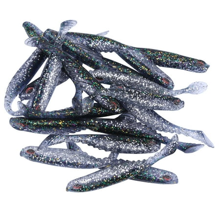 20PCS T-Tail Soft Bait Worms Realistic Simulation for Ultimate Catch Glitter Black Silicone Fishing Lure Set Sarapandan
