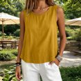 thumbnail image 2 of Besolor Womens Cotton Linen Tank Tops Summer Crewneck Sleeveless Shirts Casual Loose Lightweight Breathable Basic Tees Camis(X-LargeYellow), 2 of 6