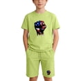 thumbnail image 3 of ZVAVZ 2 Piece Patrotic Outfits Boys Girls Cotton T-shirt and Shorts Set 4th of July Clothing Sets Independence Day Sweatsuit Set Green 6 Years, 3 of 10