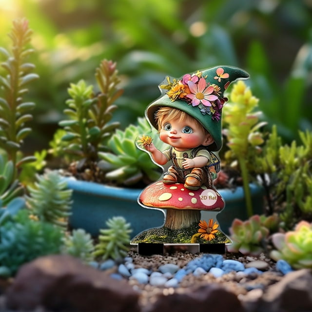 Decoración 2D plana de pilos de jardín, adorno exterior impermeable y resistente al desgaste con tapón en el suelo, ideal para patios y patios, regalo perfecto para amantes del jardín