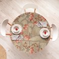 thumbnail image 4 of Ambesonne Spring Fitted Round Tablecloth, Butterflies Whimsical Shapes, 36"- 40" Diameter, Salmon Pastel Brown and Tan, 4 of 5
