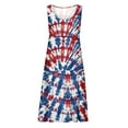thumbnail image 4 of CFLVAEK 4th of July Dress for Women Plus Size Scoop Neck Sleeveless Tiered Sundress Red White and Blue Tie Dry Print Midi Dress Summer Beach Vacation Tank Dress XXXL, 4 of 5