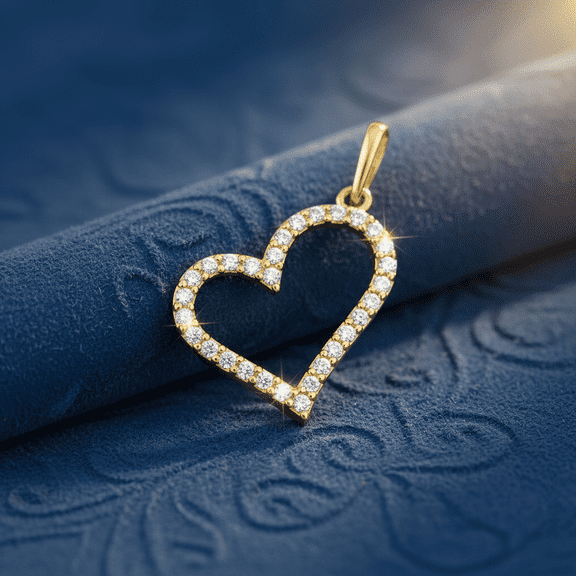 Vinali Solid 14K Yellow Gold Heart CZ Pendant