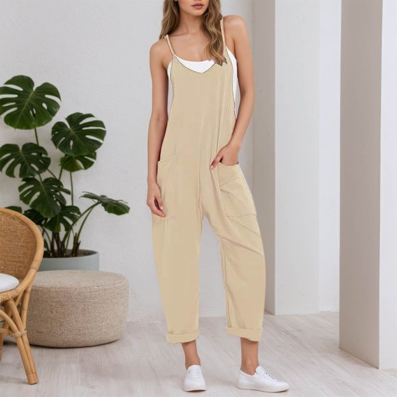 Womens Jumpsuits Casual V Neck Long Sleeve Rompers with Pockets Lightweight Summer Wear for Every Occasion
