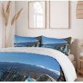 thumbnail image 6 of Ambesonne Summer Duvet Cover Sets, Lake Sea View Holiday, 2-Queen, Blue White and Green, 6 of 7