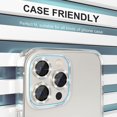 thumbnail image 2 of [3+1] for iPhone 13 Pro/iPhone 13 Pro Max Camera Lens Protector Bling, 9H Tempered Glass Camera Cover Screen Protector Metal Ring Decoration Accessories (Diamond-Silver), 2 of 5