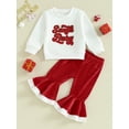 thumbnail image 2 of Diconna Baby Girl 2Pcs Christmas Outfits Long Sleeve Sweatshirt + Velvet Flare Pants Set Toddler Clothes 12-18 Months, 2 of 8