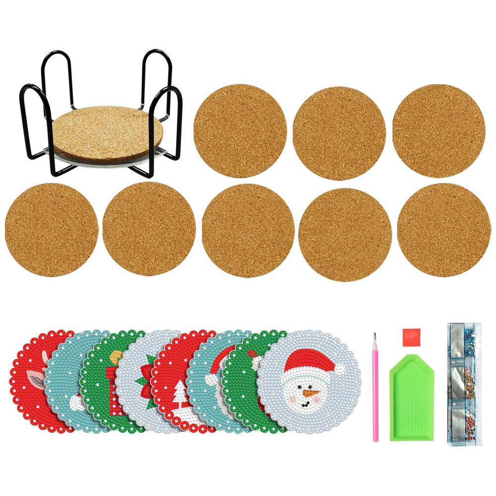 Diamonded Painting Coaster Christmas Themed DIY Coaster With Holder