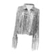 thumbnail image 2 of Chaqueta de lentejuelas para mujer Cárdigan brillante con frente abierto para festivales de música y vacaciones plata Yuyangstore Chaqueta de lentejuelas para mujer, 2 of 7