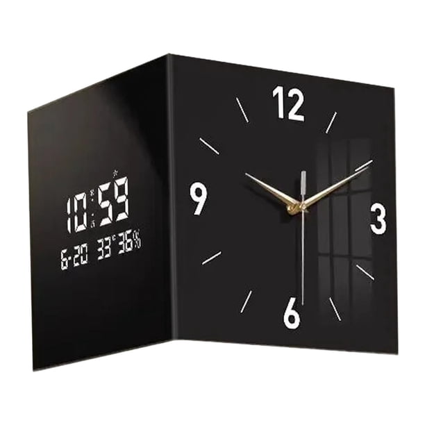 Reloj de esquina con esferas, configuración sencilla, función de luz e indicador de temperatura. 30 cmx30cm