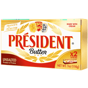President Unsalted Butter Sticks, 7 Oz., 2 Count