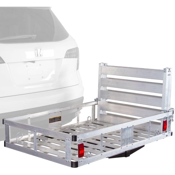 880 Lbs Hitch Cargo Carrier with Ramp, 50 X 29.5 X 9 in Trailer Hitch Cargo Carrier, Hitch Mount Cargo Carrier for SUV, Pickup, Sedan - Durable Aluminum Alloy Material
