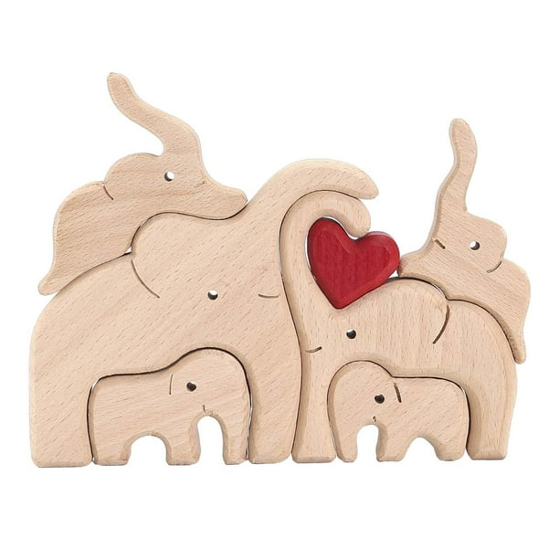 Adorno de animales de madera, decoración de estatua de animales, amor hecho a mano, adorno de mesa, figura de animal para gabinete, dormitorio, , estilo D BLESIY estatua de artesanía