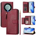 thumbnail image 4 of Funda para Honor X9A 5G con cremallera tipo cartera, tarjetero, marco de fotos, soporte y cordón, de piel sintética. rojo, 4 of 5