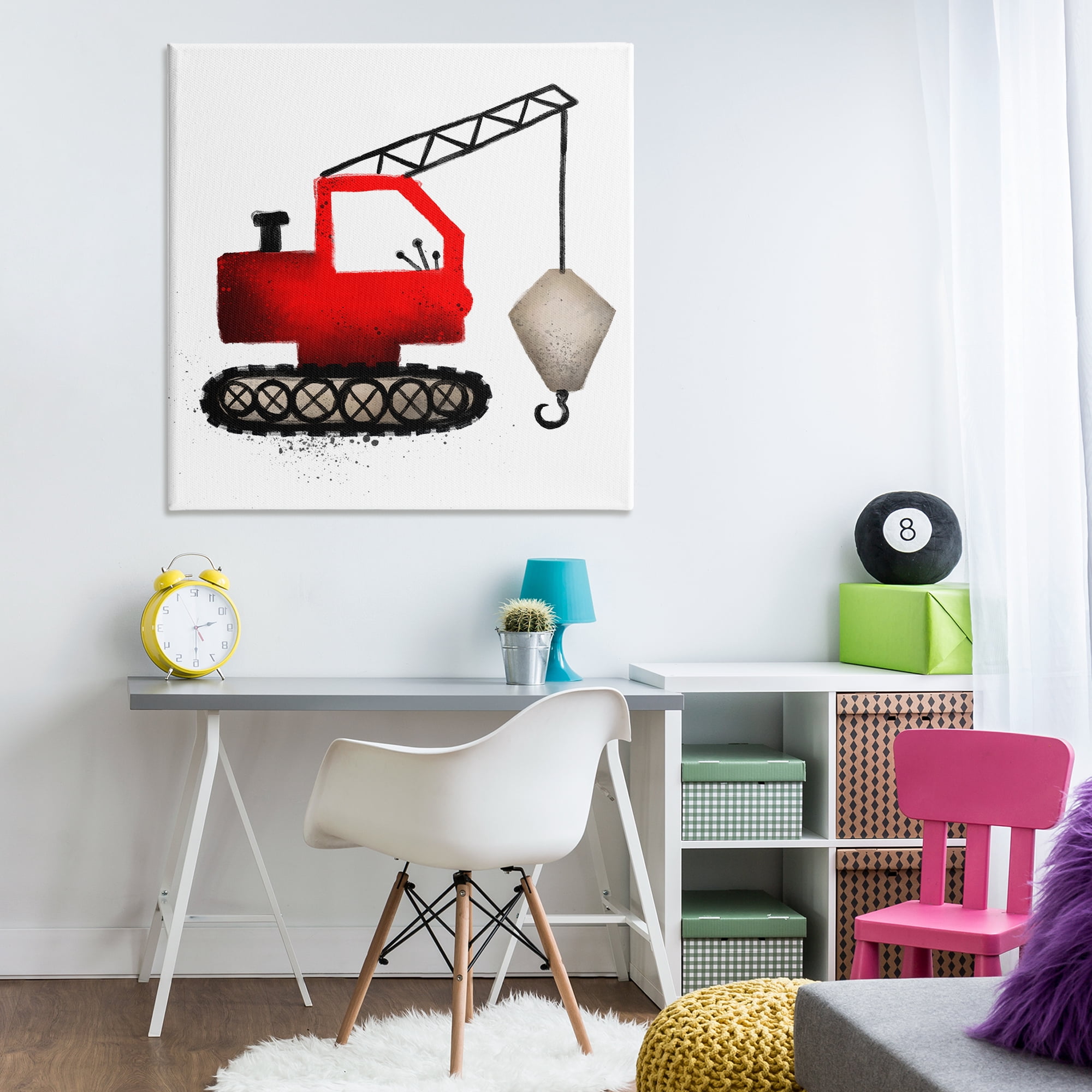 Stupell Industries Red Construction Vehicle Transportation Painting Wrapped Canvas Art Print Wall Art, 36 x 36