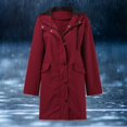 thumbnail image 2 of Tiqkatyck Trench Coat Rain Jacket Womens Breathable Large Sizes Black Softshell Jacket Outdoor Transition Lightweight Jacket with Hood for Spring Fall Hik Clearance Long Sleeve Tops Red XXL, 2 of 6