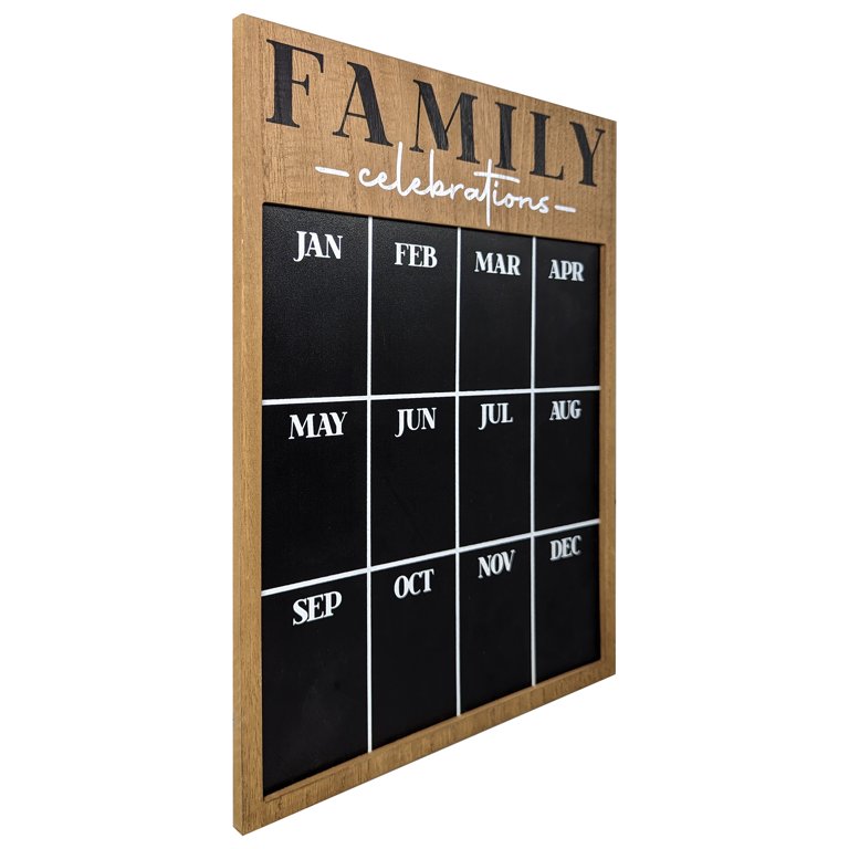 Magnetic Wall Chalkboard Monthly Calendar, Rustic Wood Frame Large Chalkboard Calendar, 24 inch x 30 inch, Wall Mount, with Chalk Markers & Magnets