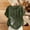 02 Army Green, variant on YueHuiYing Women's Fashion Casual Floral Print Short Sleeve Cotton-Linen Blend Button-Up Short Sleeve Crew Neck Top/Shirt