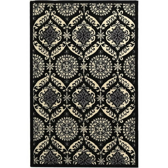 SAFAVIEH Chelsea Hollie Geometric Wool Area Rug, Black/Ivory, 5'3" x 8'3"