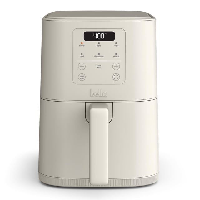 bella 4Qt Slim Air Fryer, Fits-anywhere™ Kitchenware, EverGood™ Ceramic Nonstick Coating, Adjustable Temperature, 6 Preset Cooking Option