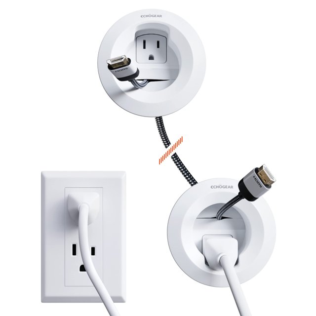 Kit de gestión de cables para empotrar en la pared ECHOGEAR - Incluye gestión de cables de alimentación y bajo voltaje - Oculta los cables del televisor al montar un televisor - Incluye accesorio de t