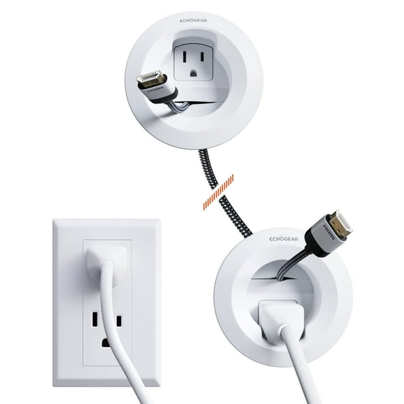 Kit de gestión de cables para empotrar en la pared ECHOGEAR - Incluye gestión de cables de alimentación y bajo voltaje - Oculta los cables del televisor al montar un televisor - Incluye accesorio de t
