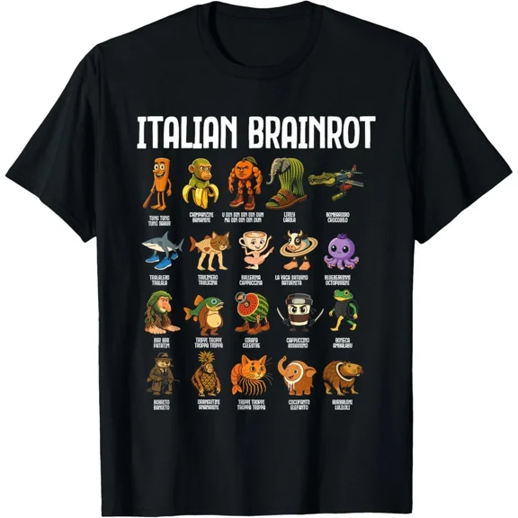 Italian Brainrot Italian Brainrot Funny Memes Humor Graphic Design Unisex T-Shirt, up to Size 5XL