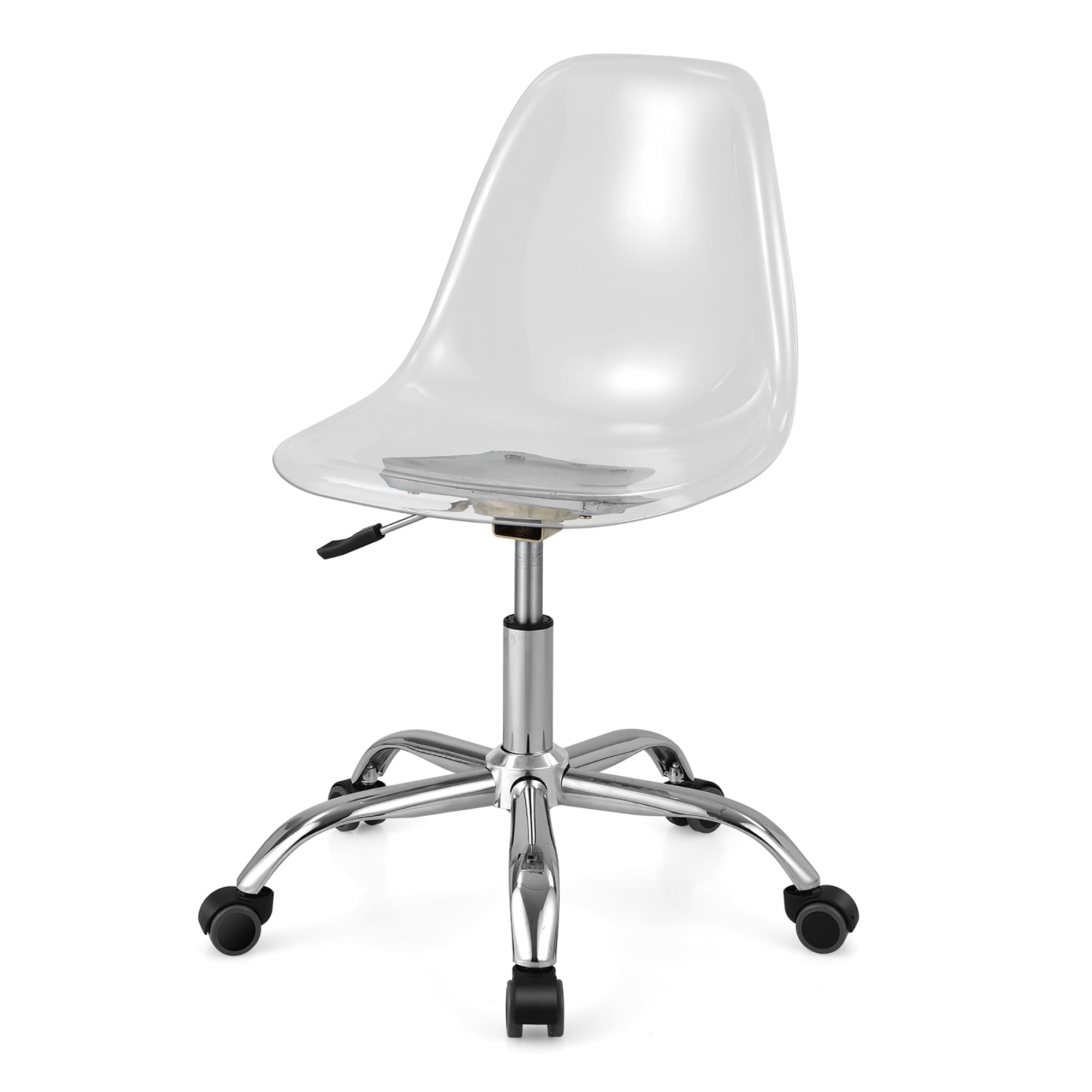 Costway Rolling Acrylic Armless Office Chair Swivel Vanity Chair Adjustable Height