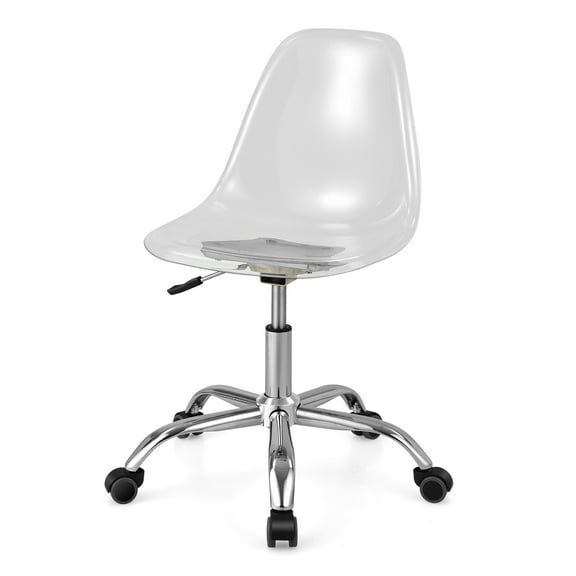 Costway Rolling Acrylic Armless Office Chair Swivel Vanity Chair Adjustable Height