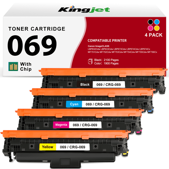 069 069H Toner Cartridge Compatible for Canon 069 069H CRG-069 Toner Cartridge for Canon imageCLASS MF753Cdw MF751Cdw LBP674Cdw LBP673Cdw Printer (Black Cyan Magenta Yellow)