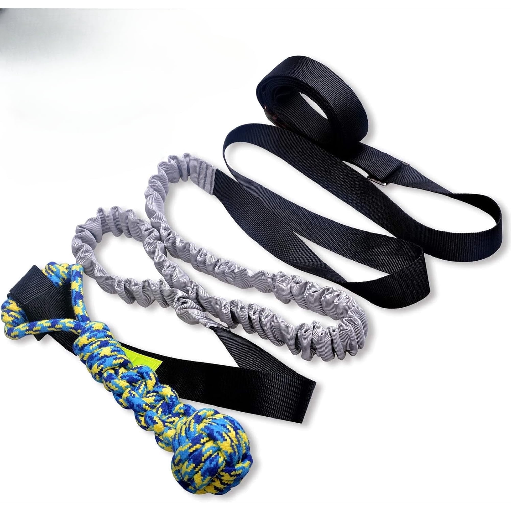 Outdoor Bungee Tug Toy,Dog Toy Hanging from Tree for Small to Large Dogs Interactive Exercise Play Cord & Tether with Chew Rope Toy (Black)